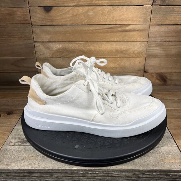 Cole Haan Women's Size 7.5 B Grandpro Rally Ivory White Canvas Court Sneakers - Picture 1 of 11